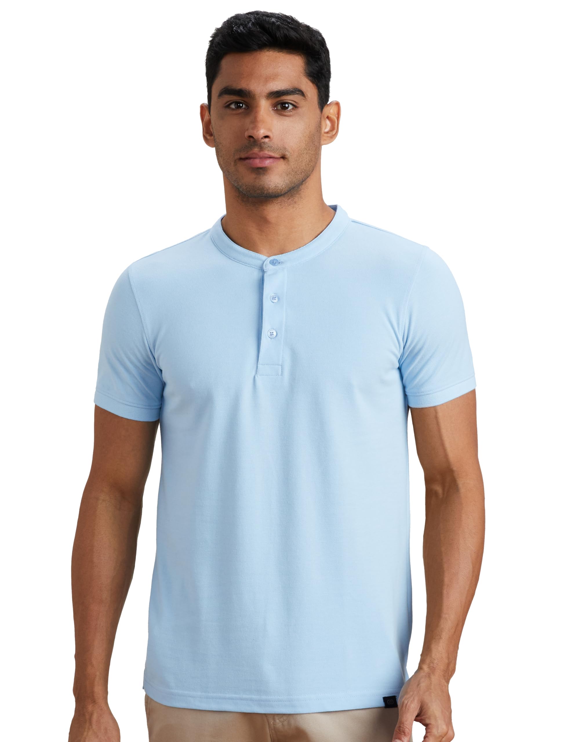 Men's Cotton Rich Polo T Shirt | Mandarin Collar Tshirts | Half Sleeves | Plain - Regular Fit (Available in Plus Sizes)