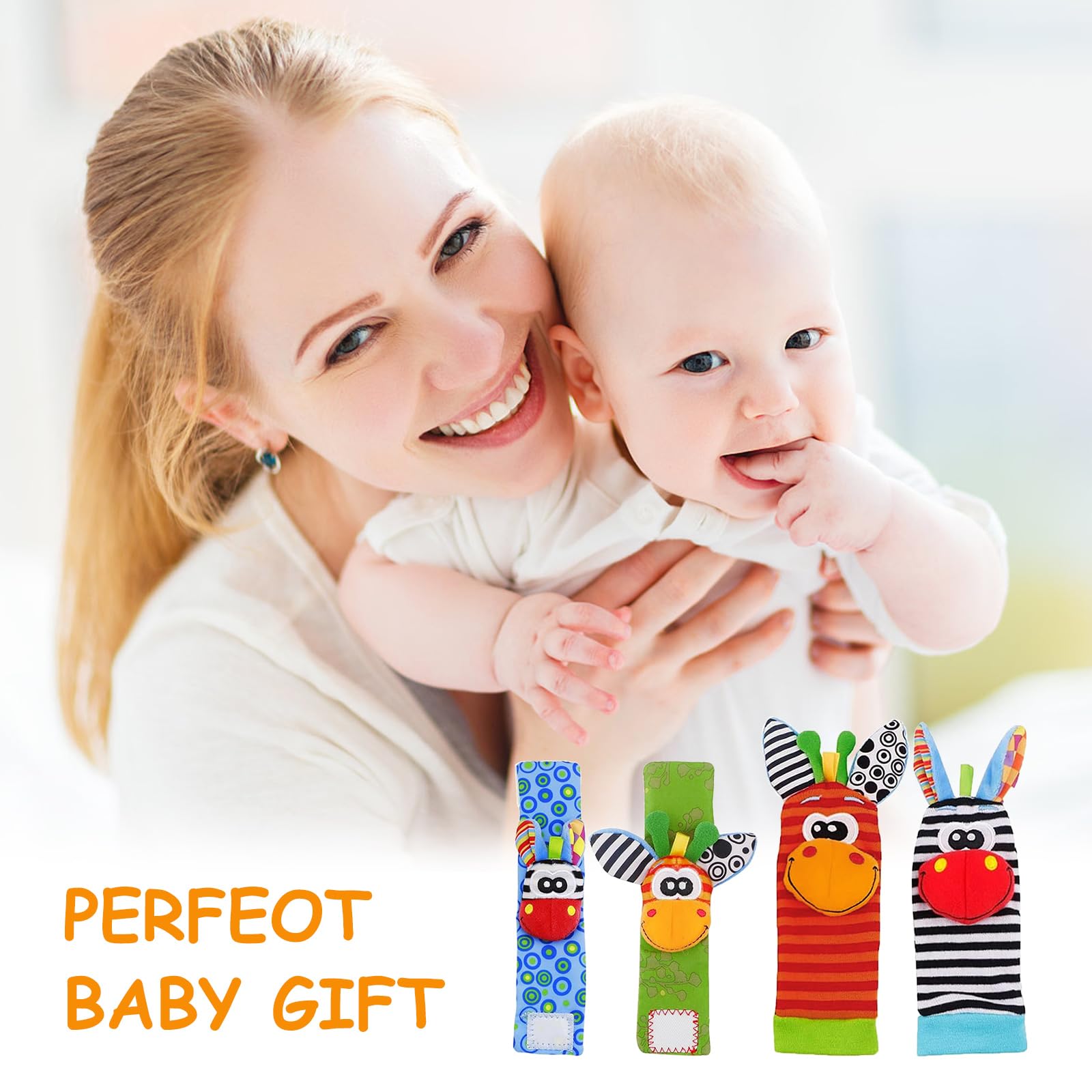 Baby voetzoekers pols rammelaars voor zuigelingen ontwikkelingsspeelgoed baby's baby speelgoed sokken baby rammelaar geschenken - pasgeboren meisjes jongens jongen meisje 0-9 maanden speelgoed 4pcs Baby voetzoekers pols rammelaars voor zuigelingen ontwikkelingsspeelgoed baby's baby speelgoed sokken baby rammelaar geschenken - pasgeboren meisjes jongens jongen meisje 0-9 maanden speelgoed 4pcs