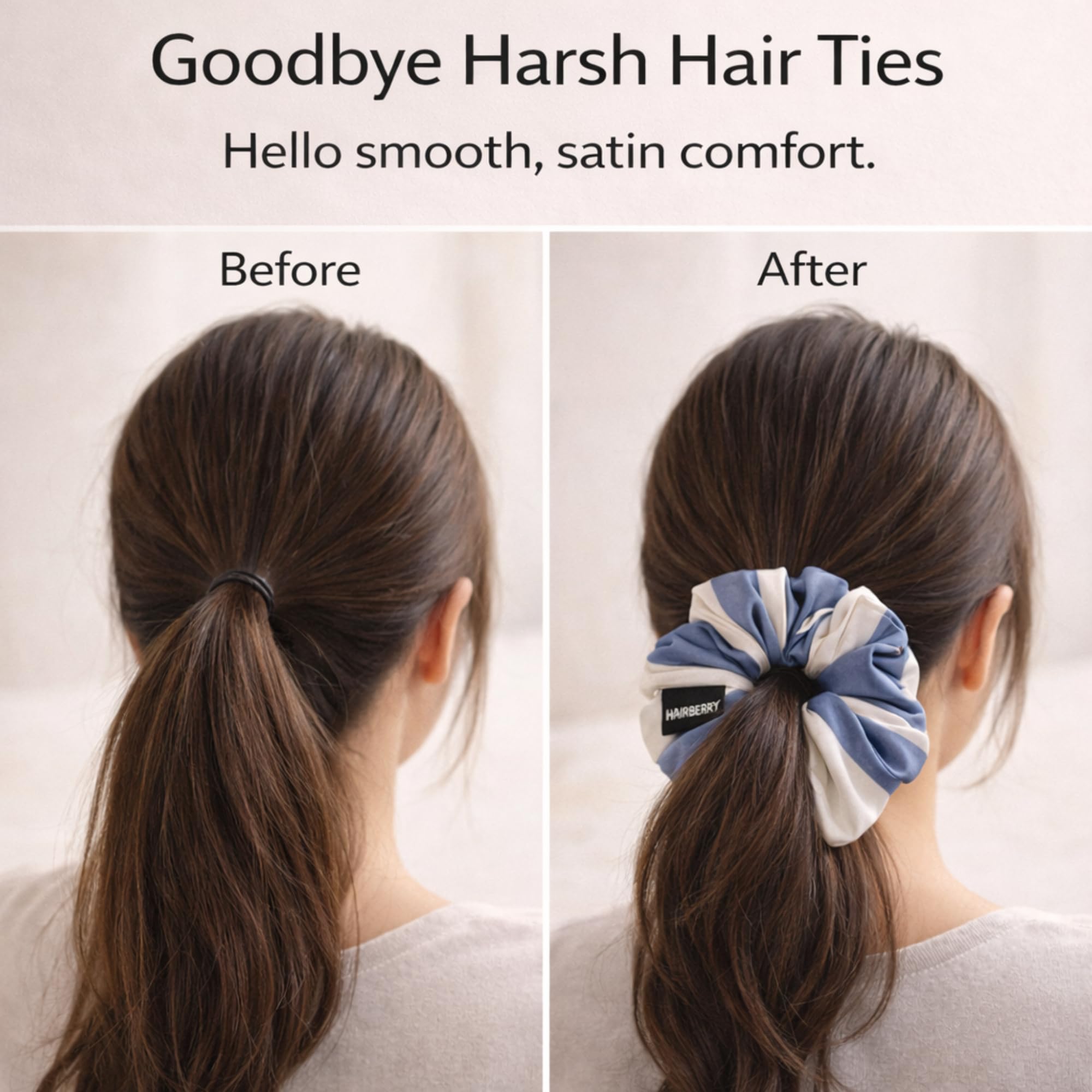 Hairberry® "Luxury Black & Red Satin Scrunchies for Women | Pack of 3 | Stylish Scrunchies for Girls, Women, Hair Ties | Gift for Sister, Friend, Mom | Black & Red Bandanai Pattern (Black & 2 Blue Check) 4