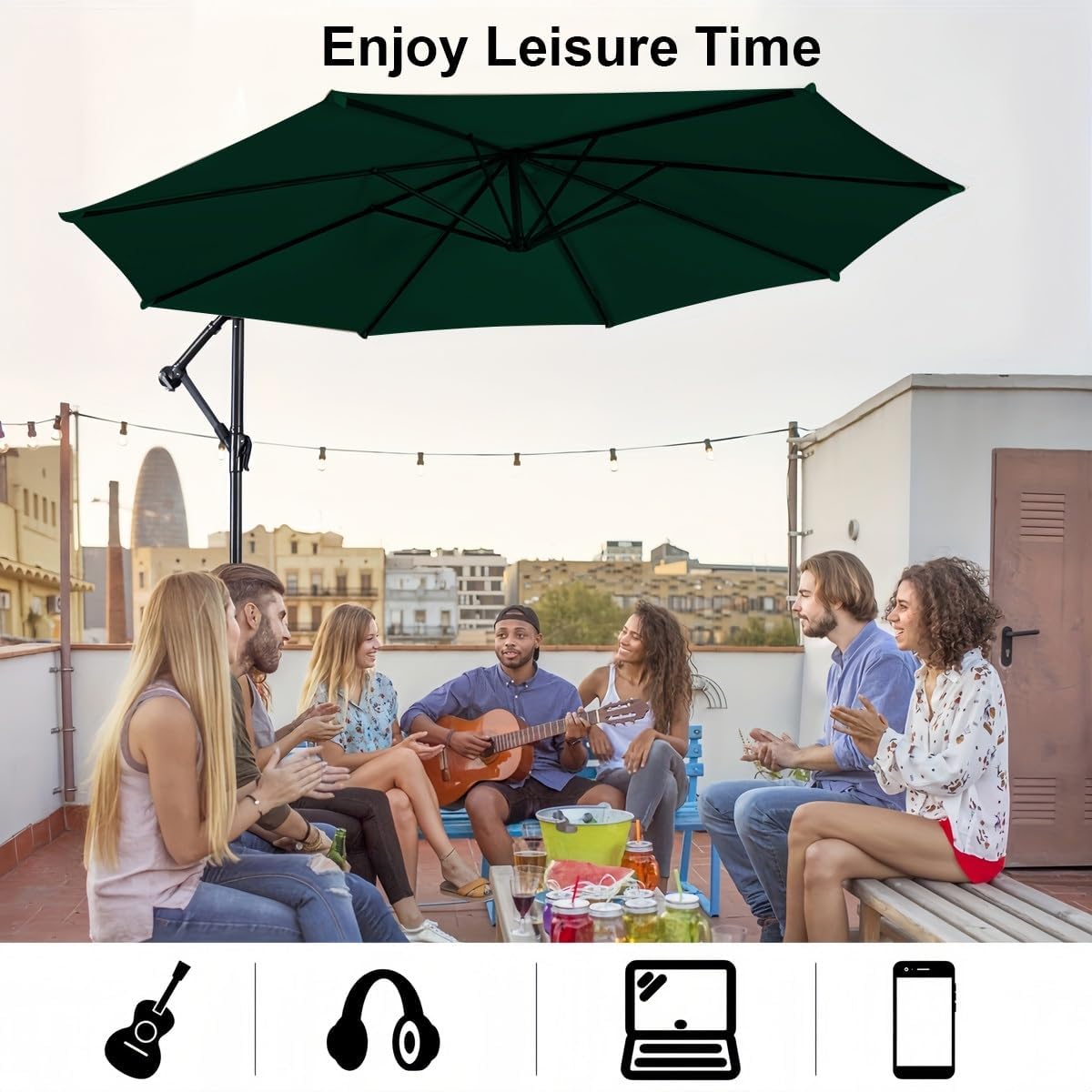 Patio 7.5ft/8.5ft/9.8ft Umbrella Replacement Canopy Cover Garden Sun Umbrella Replacement Cloth 8 Ribs for Outdoor Backyard Pool Umbrellas Cantilever Parasols Replacement Covers