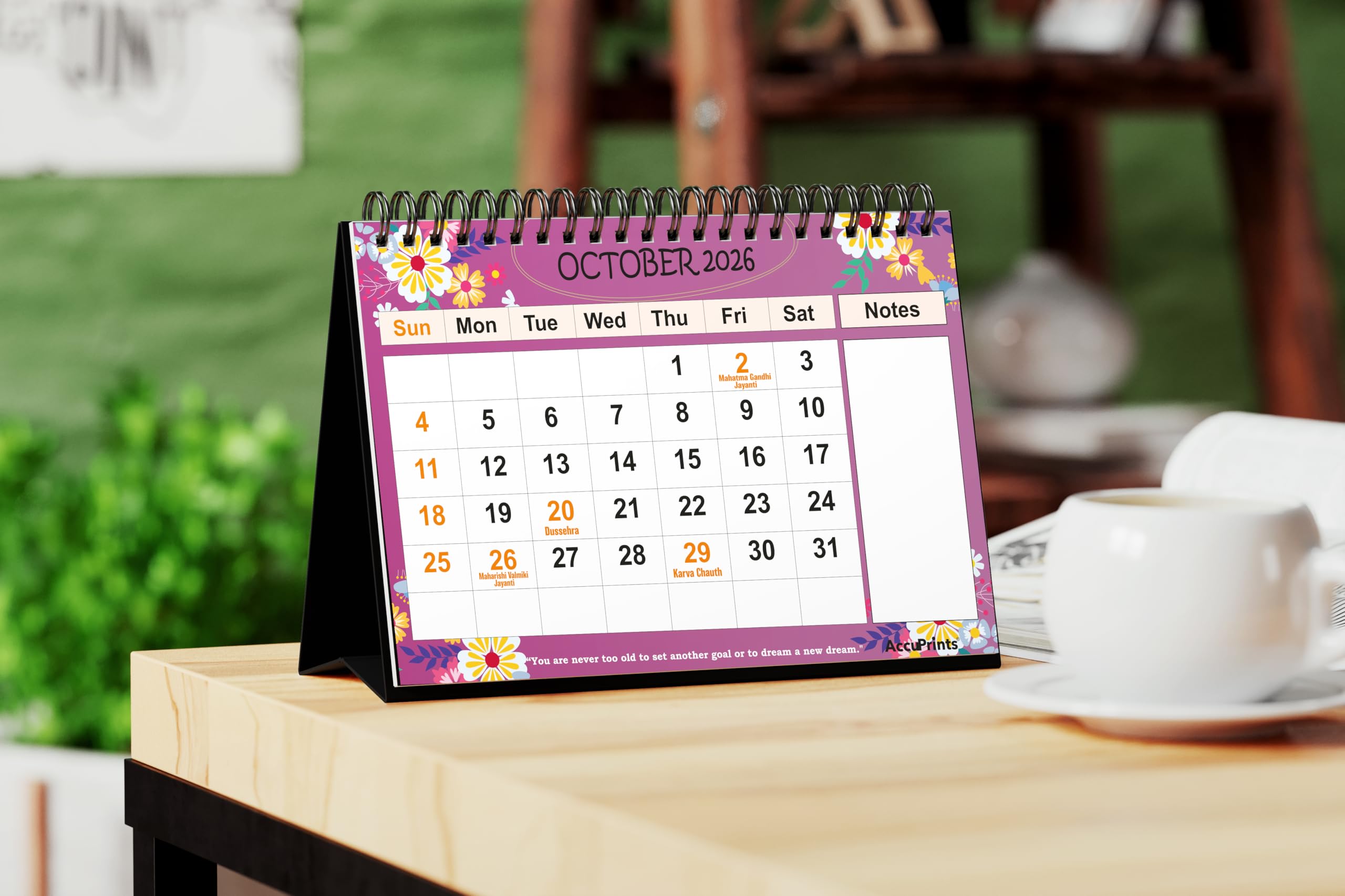AccuPrints Calendario da scrivania 2025, formato grande, 14,7 x 20,8 cm, con spazio per segni/note, scrivania con fiori verdi