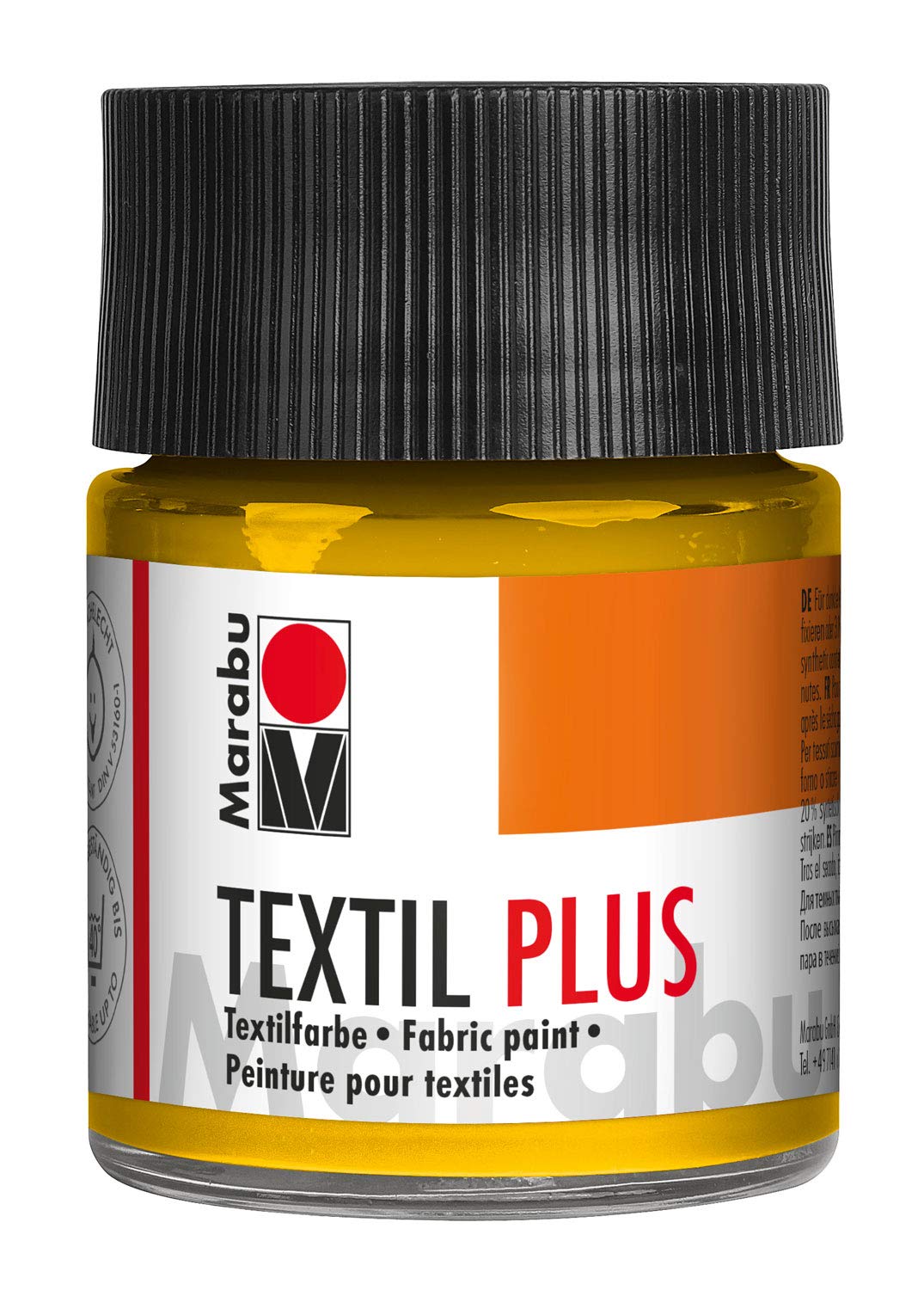Marabu Jaune Moyen Textil Plus Fabric Paint 50Ml - 021 Medium Yellow