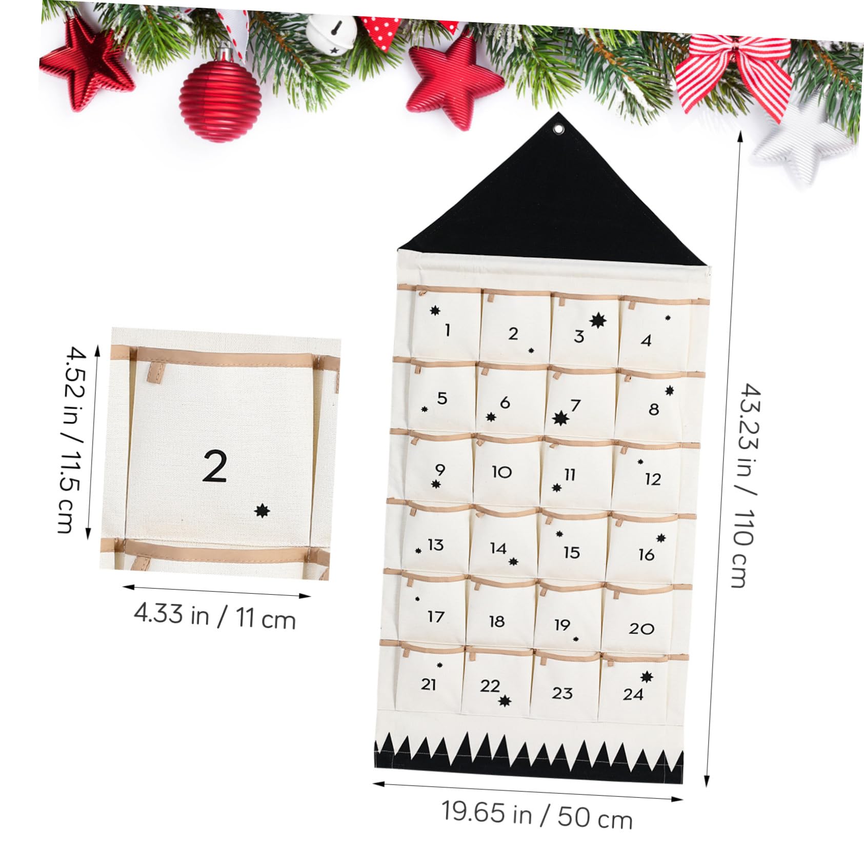 Hängende Aufbewahrungstasche aus Baumwollstoff mit Mehreren Fächern Waschbar und Ordentlich für Wand und Tür als Weihnachtskalender Organizer im Haus Design