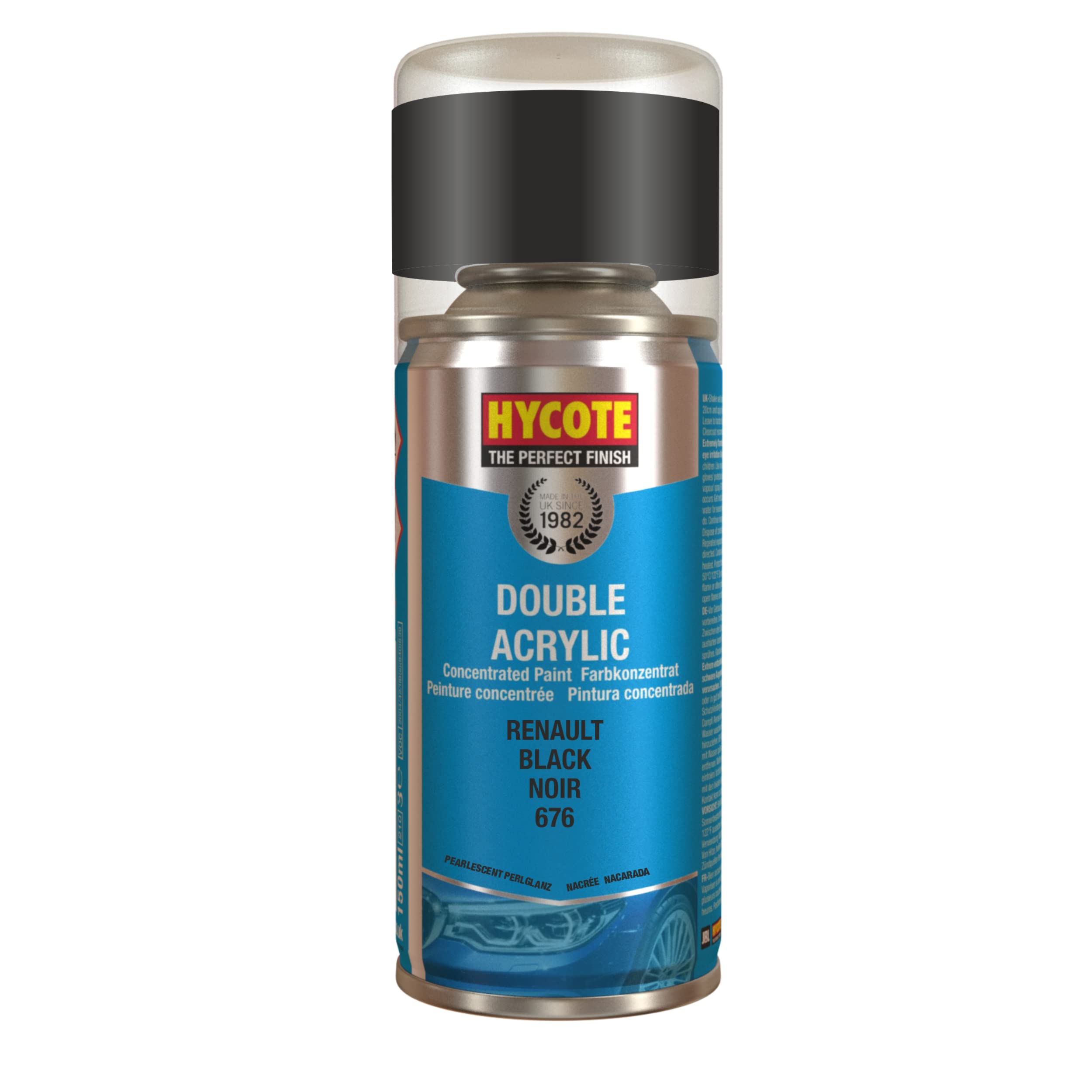 Hycote Double Acrylic Aerosol Car Spray Paint, Renault - Black, 150 ml