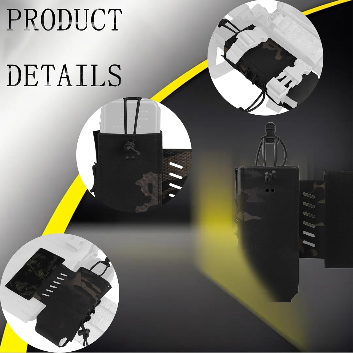 Versatile Mag Holder Radio Pouch with Hook and Loop Cummerbund Side Magazine Holster for Tactical Chest Rig Vest