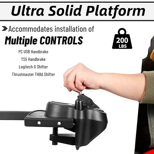 Miniatura 4 de Minneer Soporte de rueda de carreras con simulador de asiento rojo real marco de dirección para juegos compatible con ruedas y pedales T500 T30