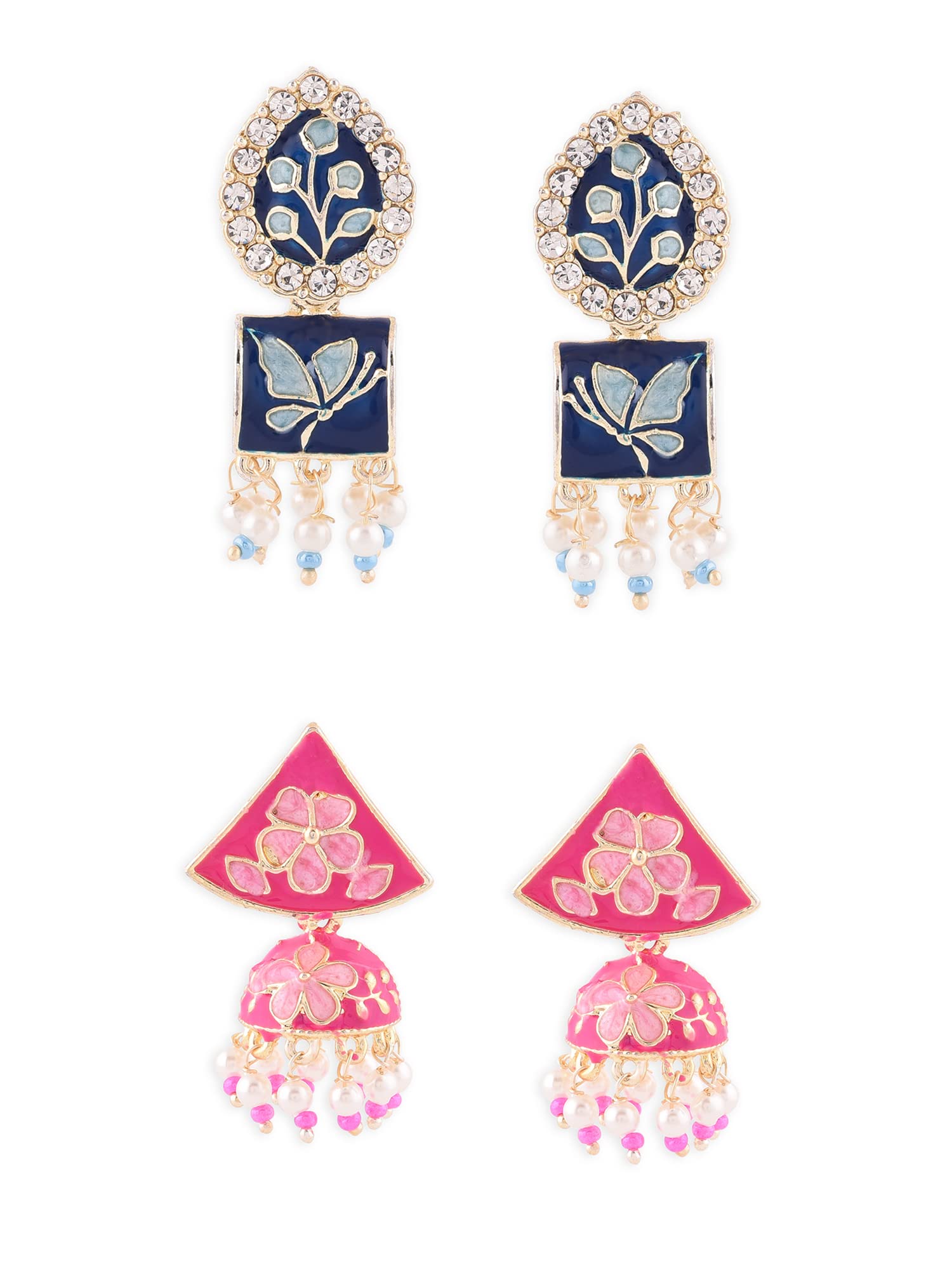 See full amazon price history chart for Zaveri Pearls Set of 2 Blue & Pink Meenakari Ethnic Jhumki Earrings For Women-ZPFK15114 Zaveri Pearls Set of 2 Blue & Pink Meenakari Ethnic Jhumki Earrings For Women-ZPFK15114 (B0BHLF7J9V) Amazon Price History, Amazon Price Tracker
