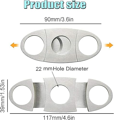 Miniatura 7 de Cortador de puros, guillotina de acero inoxidable liso para puros, hoja de doble corte, paquete de 3 unidades, accesorios de tijeras exquisitas