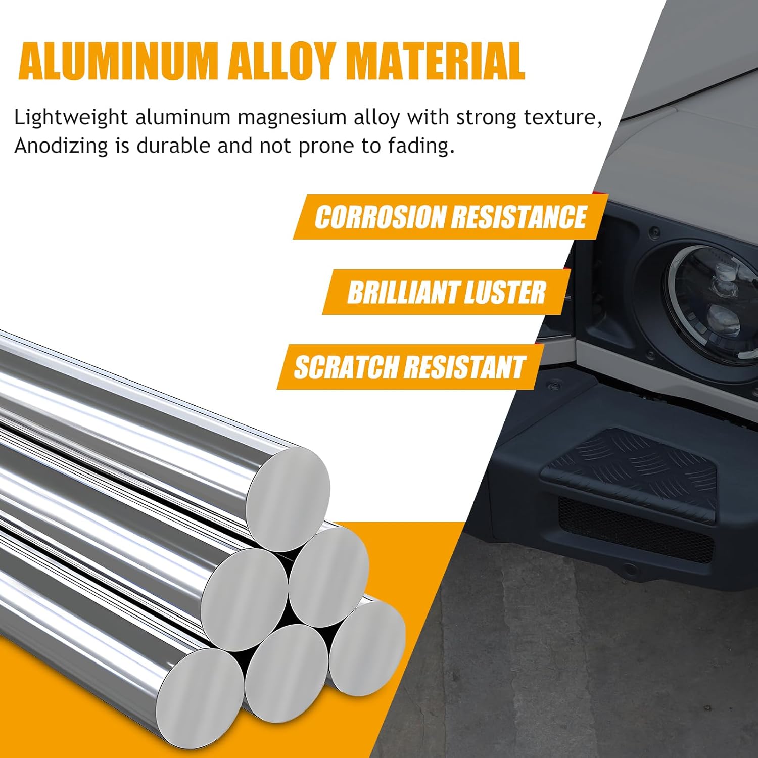 Car Front Bumper Guard Compatible with INEOS Grenadier 2020-2025 Protection Pedal Cover Aluminum Front Bumper Protection Pedal Insert Accessories