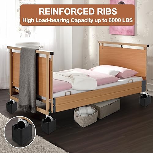 Miniatura 5 de Elevadores de cama de 3 pulgadas, elevadores ajustables para muebles de cama, altura de 2, elevadores resistentes de 3 pulgadas para ruedas