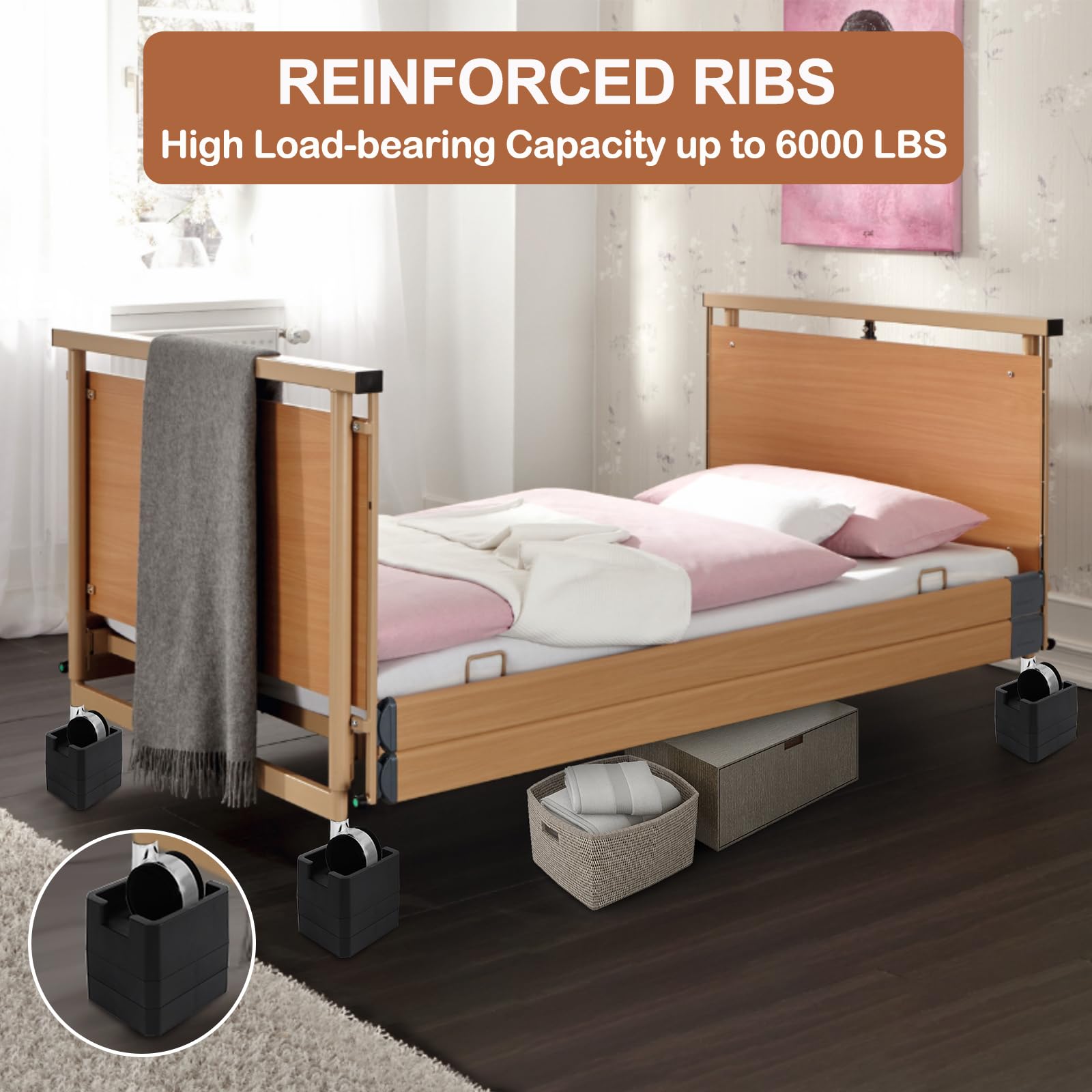 Sturdy Bed Risers With Rollers Bed Risers Heavy Duty Furniture Risers
