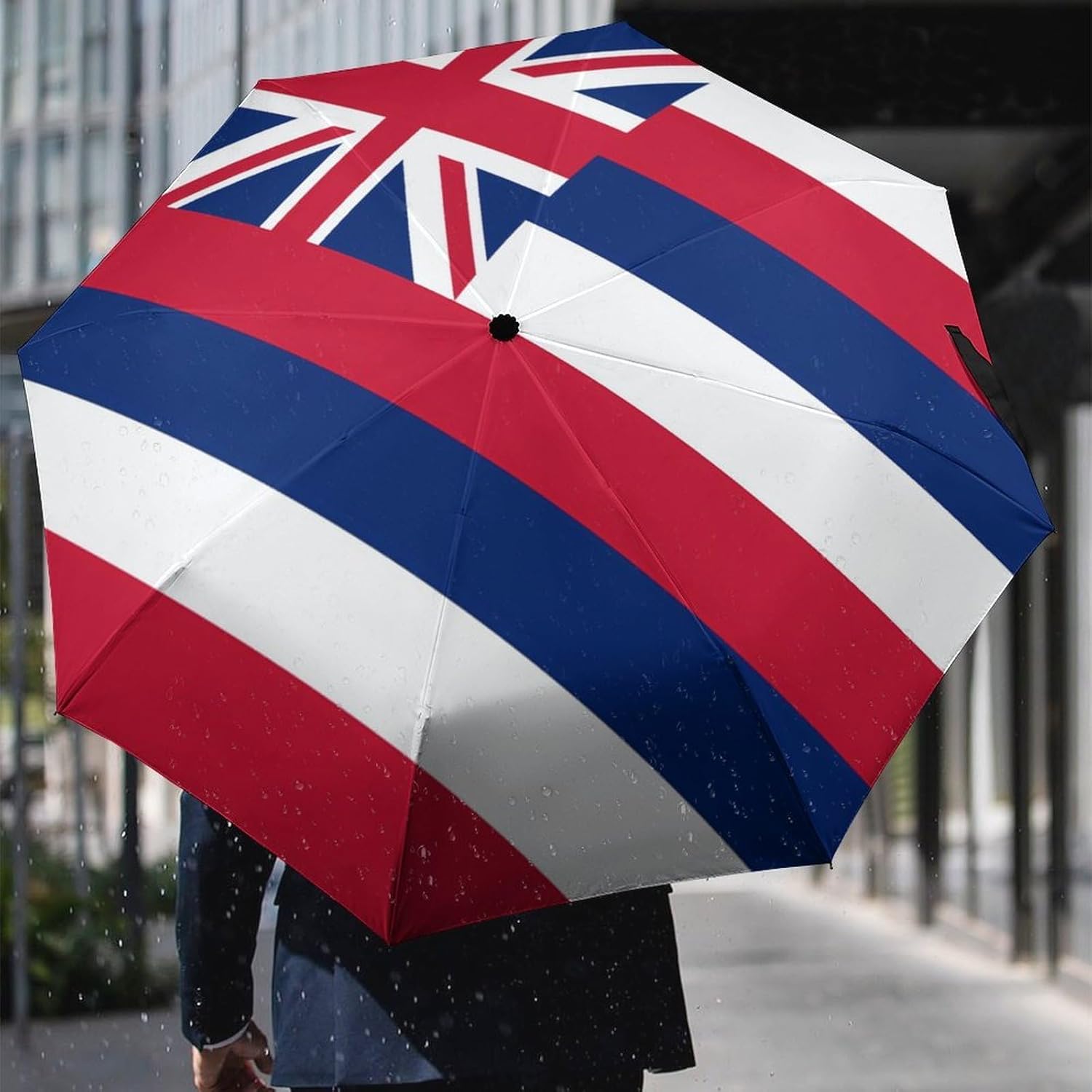 State Flag of Hawaii Windproof Travel Umbrella Folding Umbrella for Rain And Sun Portable for Women Men