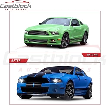 Fit 2010-2014 Ford Mustang to 13-14 GT500 Style Front Rear Bumper Kit & Side Skirt Replacement Conversion Sedan Coupe