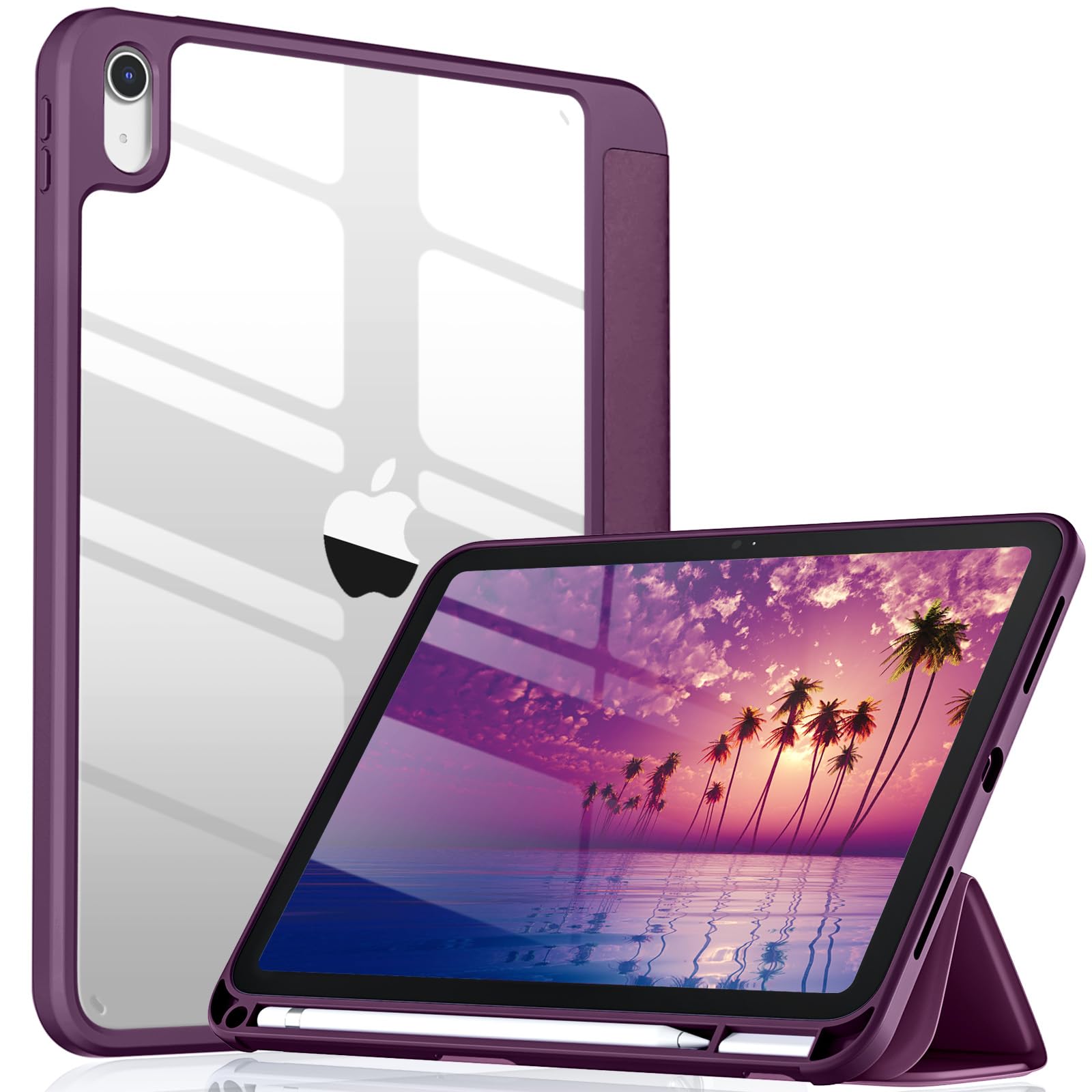 Wenlaty Compatible with iPad (A16) 11th Generation Case 11 Inch 2025, for iPad 10th Generation Case 10.9 Inch 2022 with Pencil Holder, Trifold Stand Protective Cover, Auto Wake/Sleep, Watermelon Pink: BerryPurple