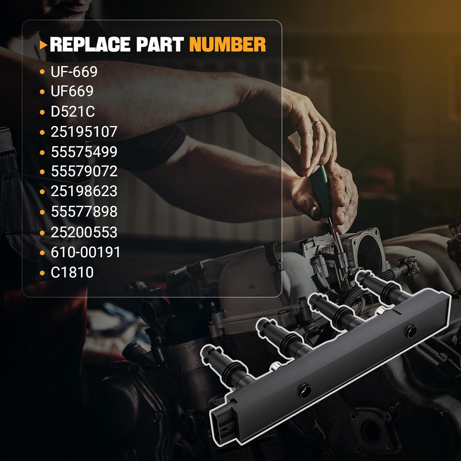 UF669 Ignition Coil Pack & Double Iridium Spark Plug Compatible with 1.4L Turbo | 2011-2020 Chevy Cruze, Sonic, Trax, Volt, 2014-2016 Cadillac ELR, 2013-2020 Buick Encore | PFR7S8EG