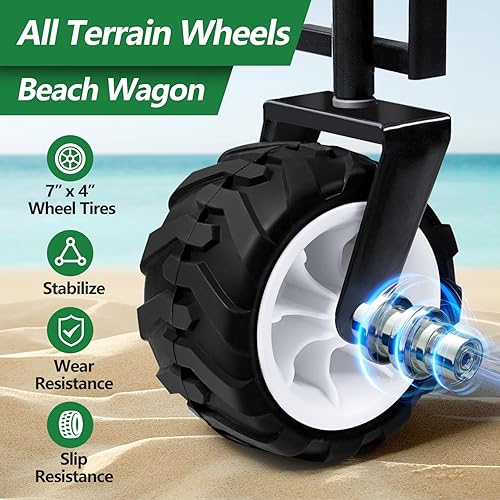 Miniatura 4 de BEAU JARDIN Carro de playa plegable plegable de 460 libras, resistente, plegable, carrito de comestibles para jardín, deportes, compras, al aire