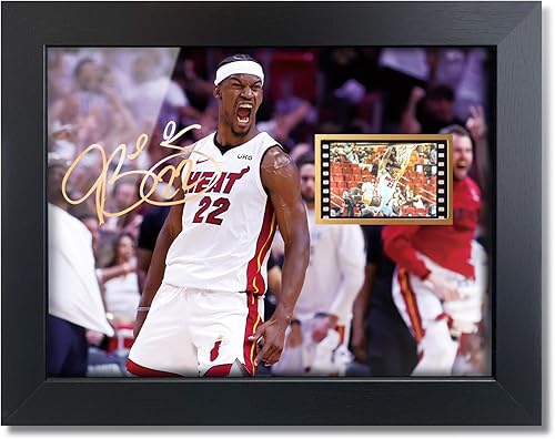 sufenvera Impresión firmada de Jimmy Butler foto enmarcada con mini pantalla de película, póster para fanáticos del baloncesto, grandes regalos para