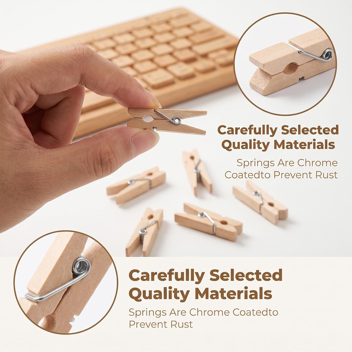 50PCS Mini Clothes Pins Wooden Small Wooden Clothespins Tiny Clothes Pins