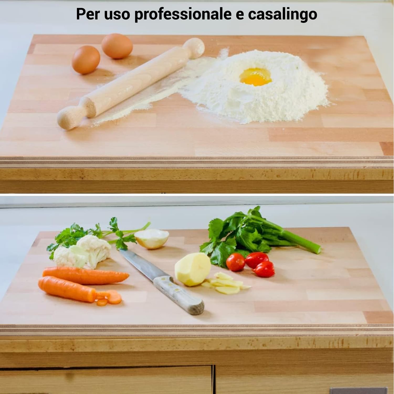 Crisalide® Asse da Pasta 80x60 cm in Multistrato di Pioppo – Spianatoia per Impasto e Lavorazione Pasta Fresca – Tagliere da Cucina Professionale e Casalingo