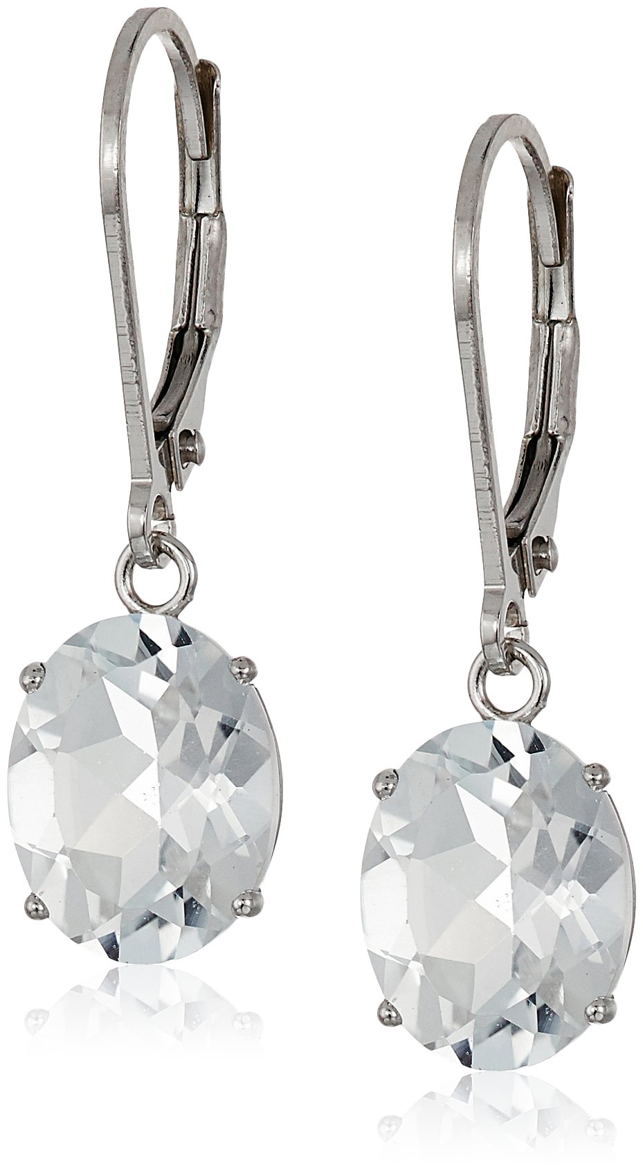 925 Sterling Silver 4.5 Cttw, 8 x 10mm Oval Gemstone Leverback Dangle Earrings, Birthstone Elegant Jewelry for Women