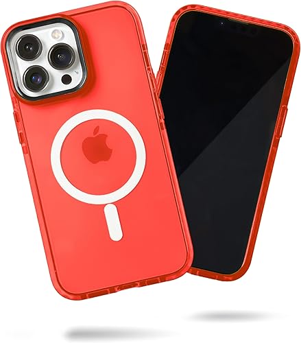 Miniatura 64 de SteepLab Funda de barrera para iPhone 14, protección de 360 grados que absorbe impactos con bisel elevado y colores llamativos (fresa roja