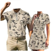 INSTANTARTS Couple Matching Outfit Golf Shirts for Men Short Sleeve Shirts and Womens Golf Tennis Dress Built in Shorts