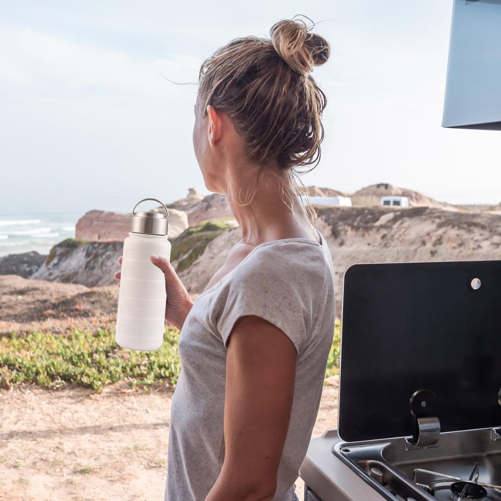 Thermosflasche – Sportbecher aus Edelstahl | Tragbare Trinkflasche 1 l wasserdicht für verschiedene Aktivitäten im Haus, Outdoor, Wandern, Schule, Reisen, Camping