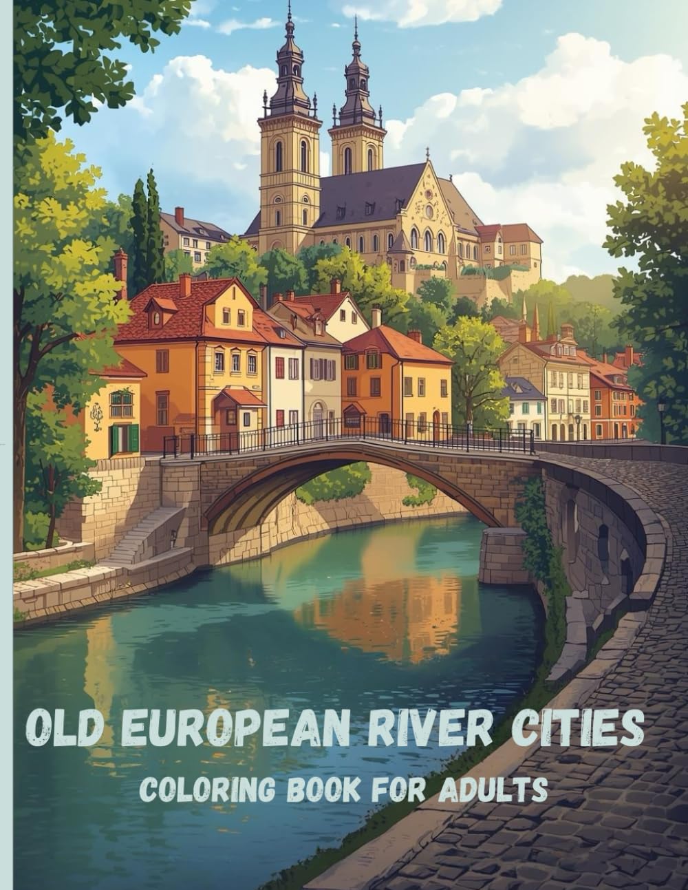 Old European River Cities Coloring Book for Adults: Historic Urban Waterways, Stone Bridges, and Timeless Architecture for Relaxation