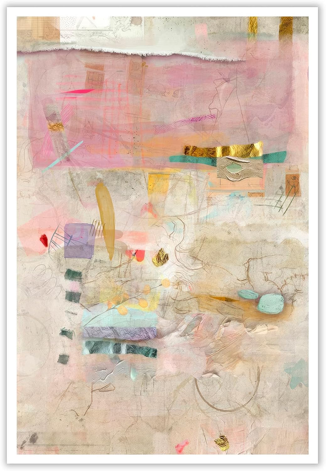 Pintura abstracta moderna de acuarela, arte de pared, pintura abstracta colorida, arte abstracto minimalista, pósteres en colores pastel vibrantes