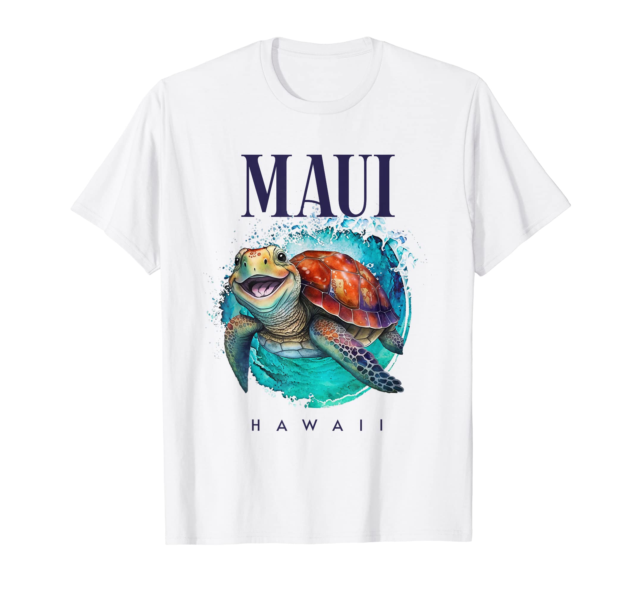 Maui Hawaii RocksMaui Hawaii Watercolor Happy Sea Turtle T-Shirt