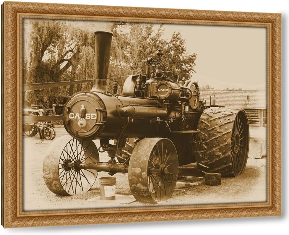 ArtDirect Steam Engine in Sepia 18x15 Black Modern Wood Framed with Double Matting Museum Art Print by Vintage Photo Archive