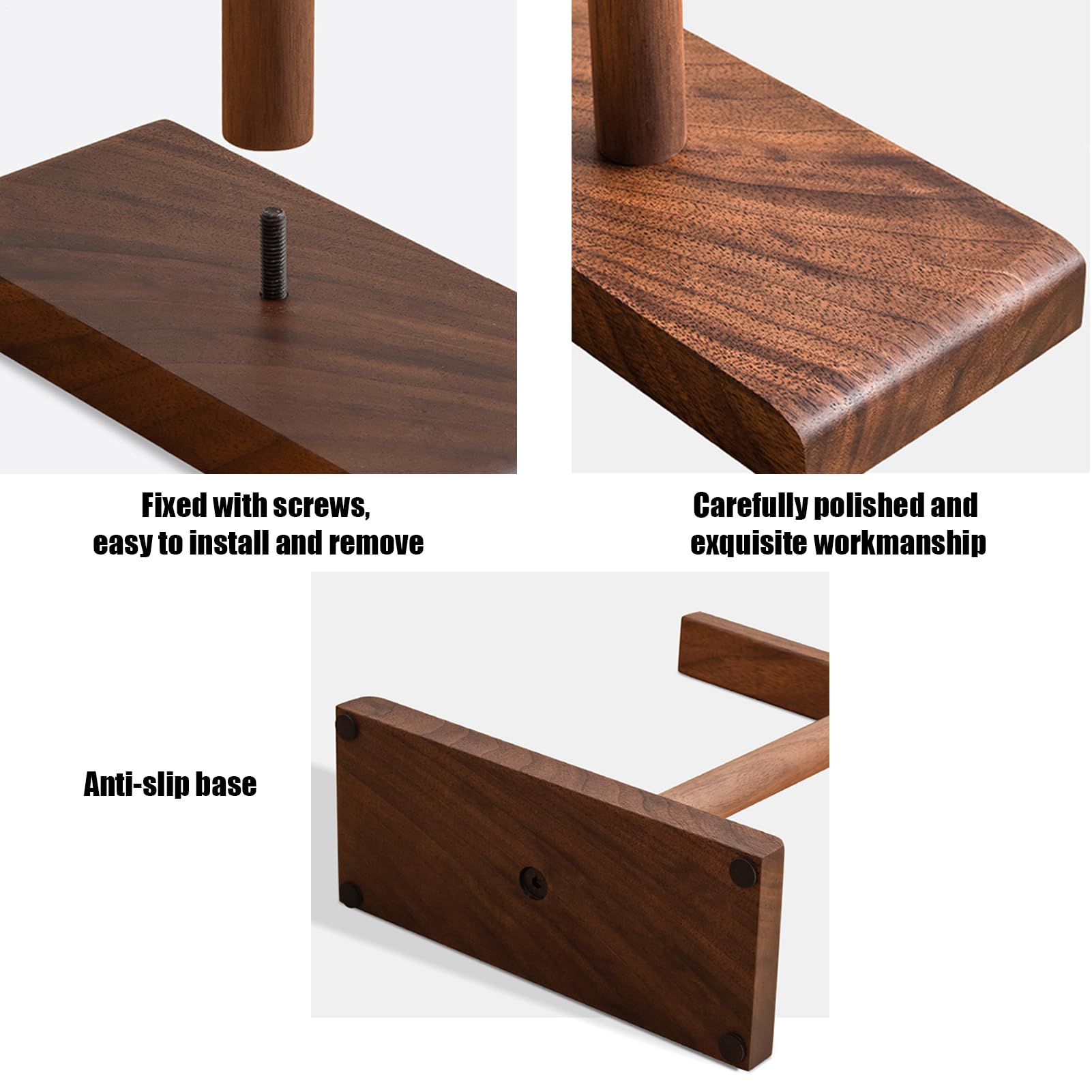 Supporto per cuffie in legno di noce, supporto da scrivania in legno di | noce nero, gancio audio rustico, supporto universale per cuffie, organizer per accessori musicali, antiscivolo stabile