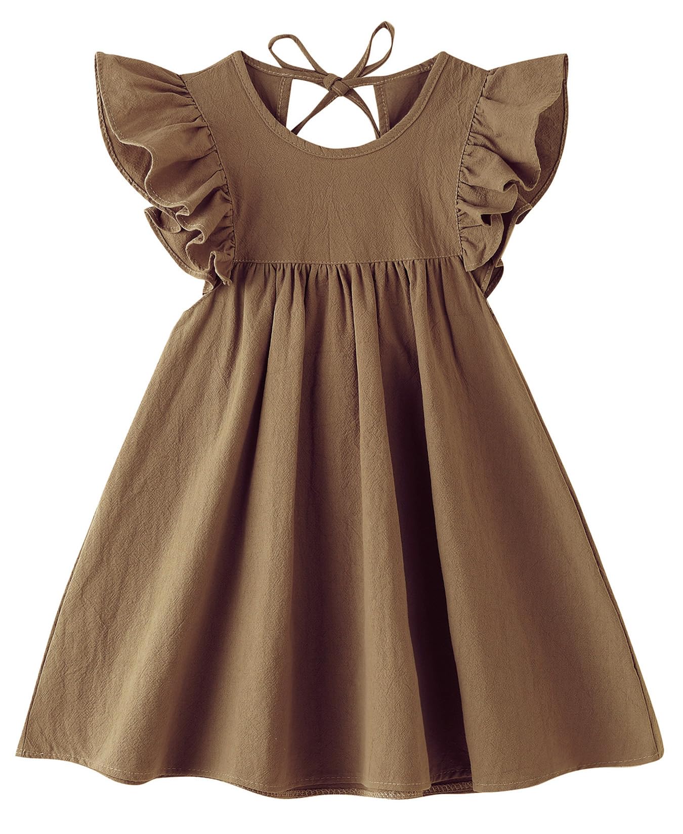 JNKLWPJS Toddler Linen Dress Baby Girls Ruffle Halter Sleeveless Casual Party Dresses