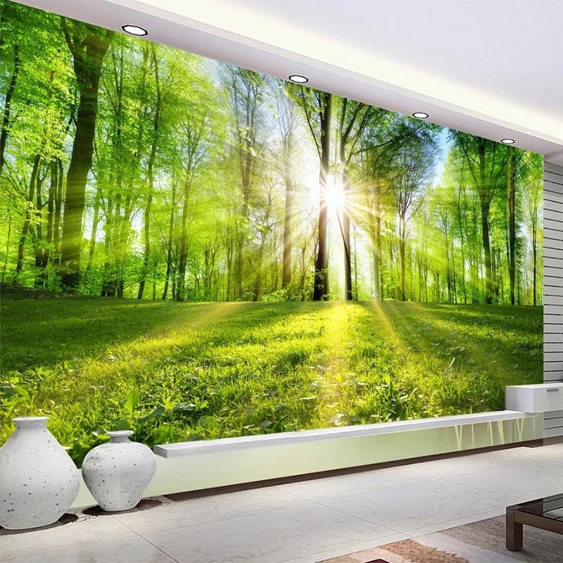 Papier peint mural 3D forêt et soleil autocollant en PVC pour décoration de salon et chambre - 2