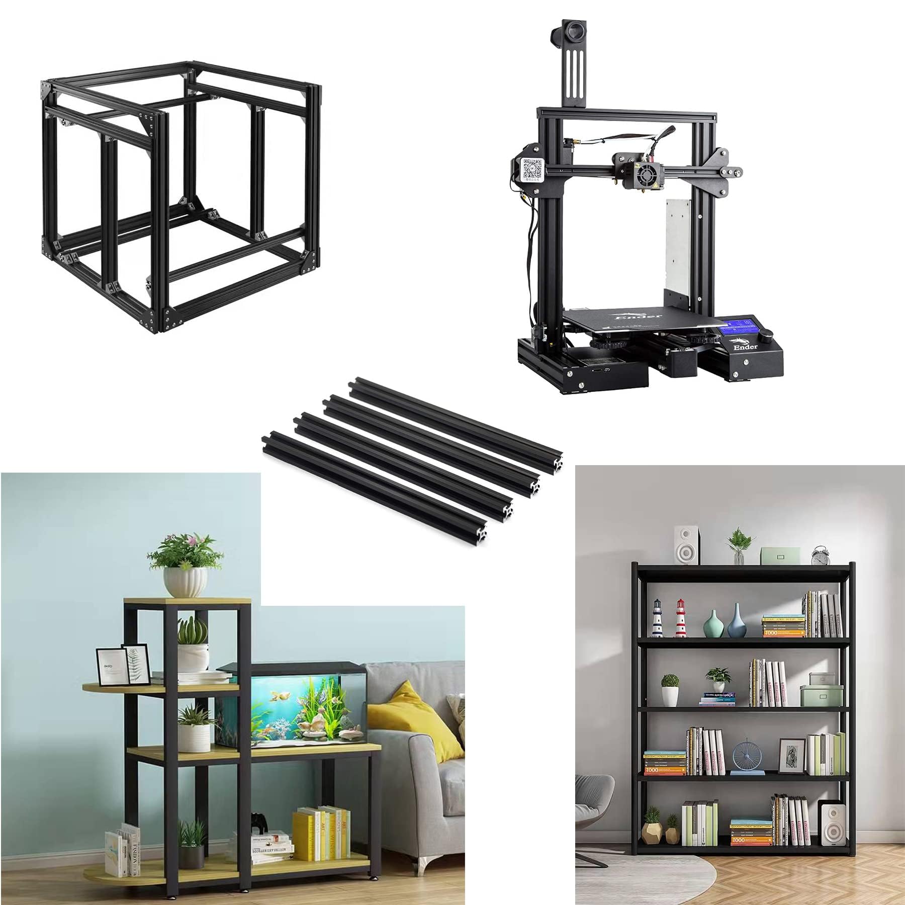 10 pièces 500 mm 2020 V - type noir euro standard anodisé linéaire Rail profilé en aluminium extrudé pour bricolage imprimantes 3D et machines CNC