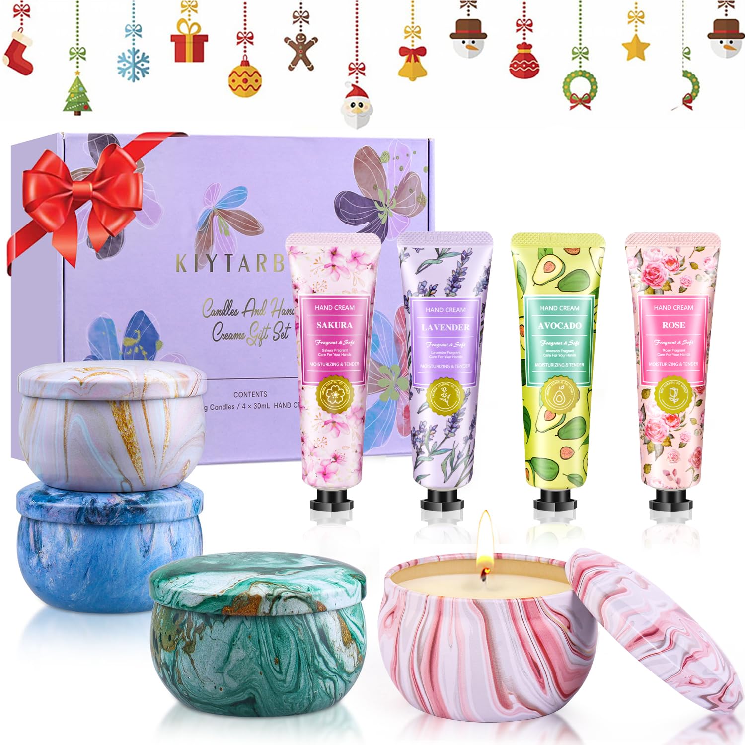 Gift Baskets for Women: Unique Candles & Hand Cream Lotion Gifts Set, Gifts for Mom, Teacher Appreciation Gifts, Relaxing Spa Holiday Gift Set, Birthday Gift for Wife Coworkers Friends, Nurse Gifts