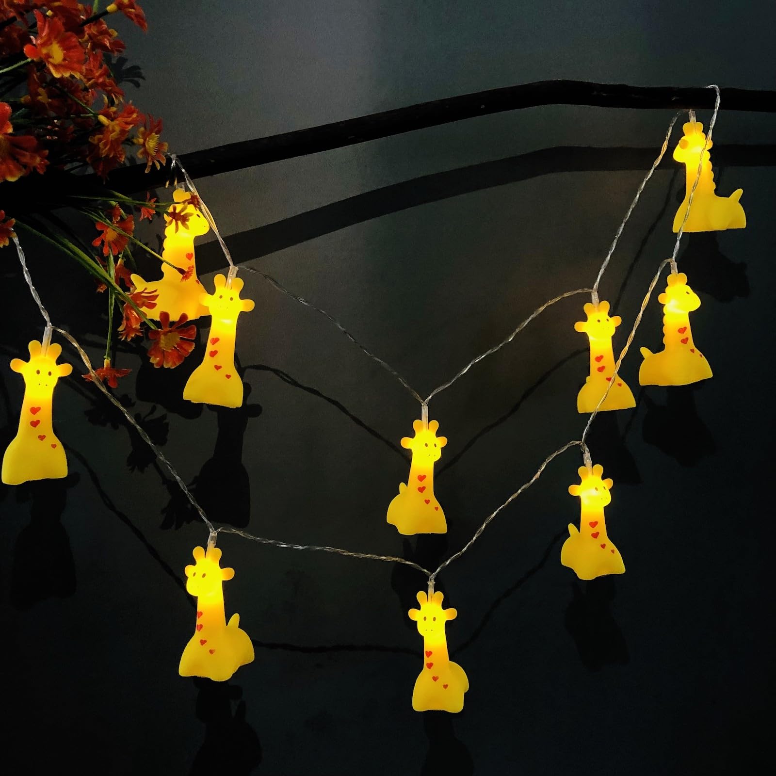 Riaxuebiy Giraffe Cute String Lights Copper Wire Led Fairy Lanterns Night Decorative Light 10Led Battery Operated For Bedroom Party Holiday(, 5.4Ft/10Led)