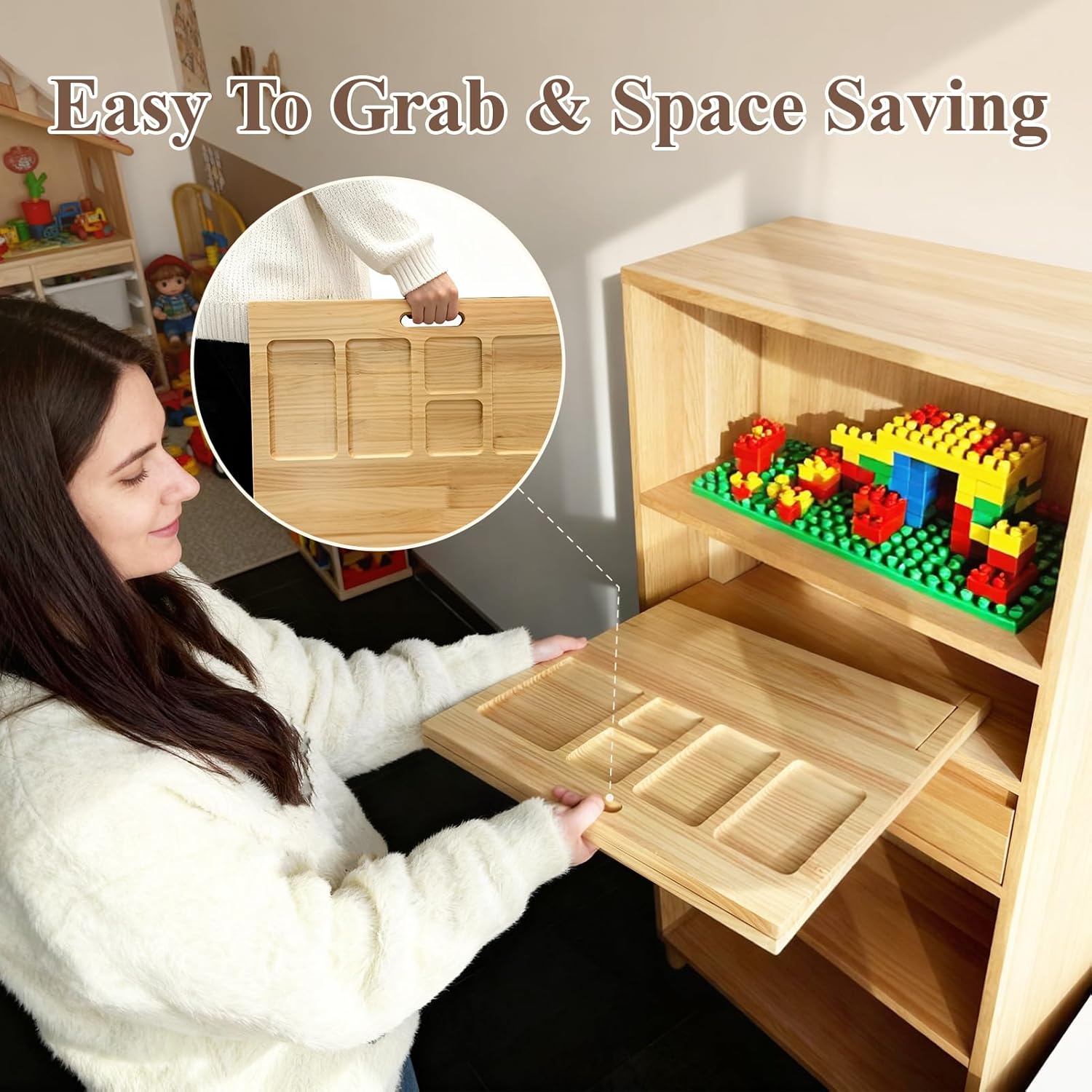 Building Baseplate Table with Storage, Large Activity Building Tray Board for Kids, Adults & Seniors, Multi-Functional Sensory Play Table for Organizing and Displaying Creative Projects