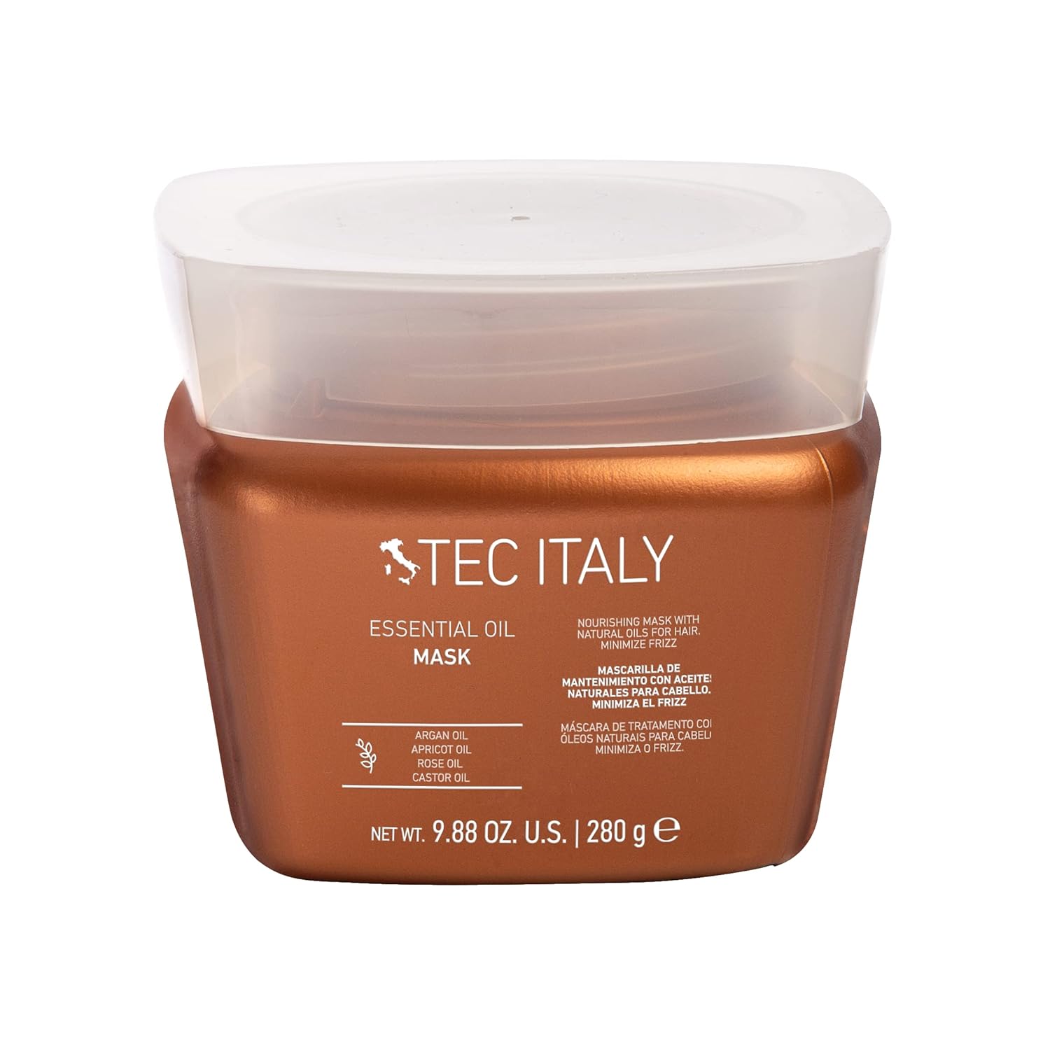 Tec Italy Essential Oil Mask Deep Nourishing Hair Treatment for Dry & Damaged Hair, Oil-Infused Hydration Helps Control Frizz & Enhance Shine, Professional Softening Repair Care, 9.87 oz