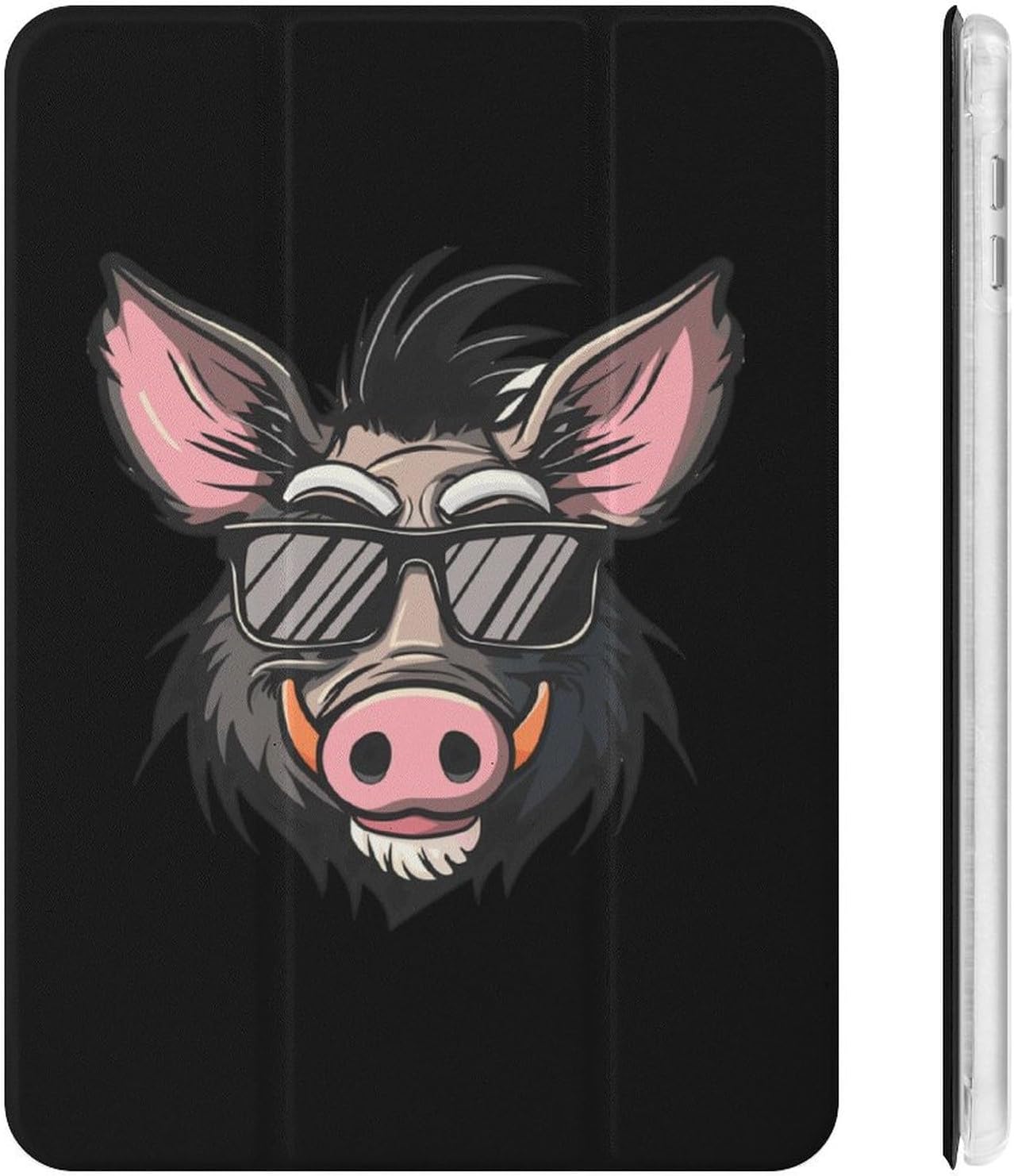 Cool Pigs Wild Boar with Glasses Pigs Cute Case Compatible for Mini4/5（7.9in） Trifold Tablet Protective Cover with Pencil Holder