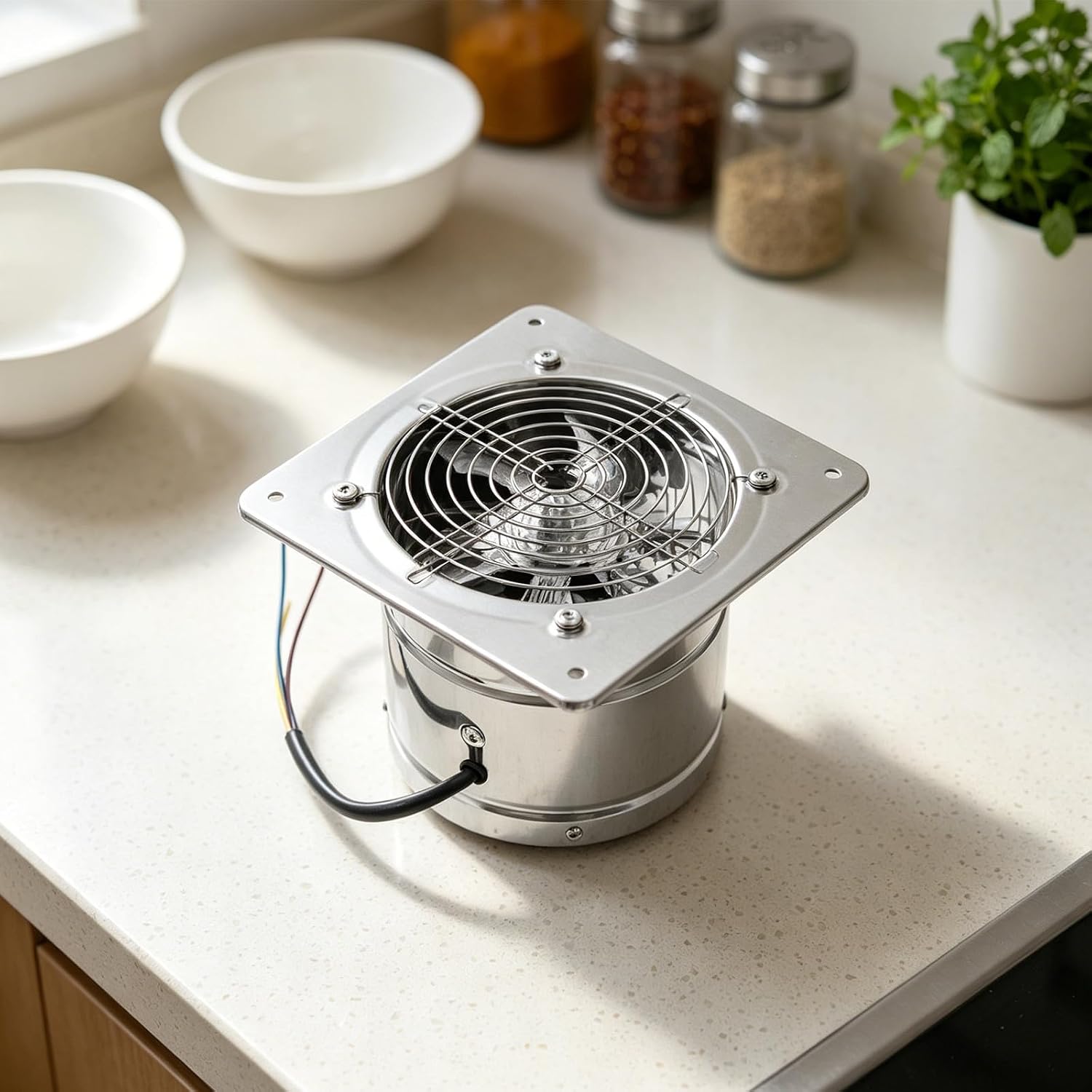 Ventilation Fan 353cfm with Built-in Damper and Switch Inch Wall Mounted Kitchen Exhaust Fan Stainless Steel Corrosion Resistant and Moisture Proof, Quiet Operation for Offices