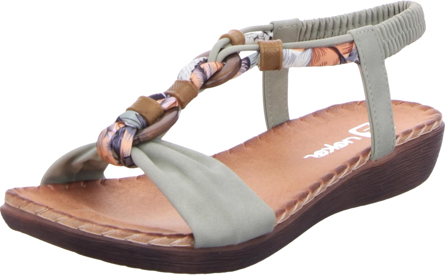 Rieker Women's V7568 Toe Separator Sandals, Green, 7 US