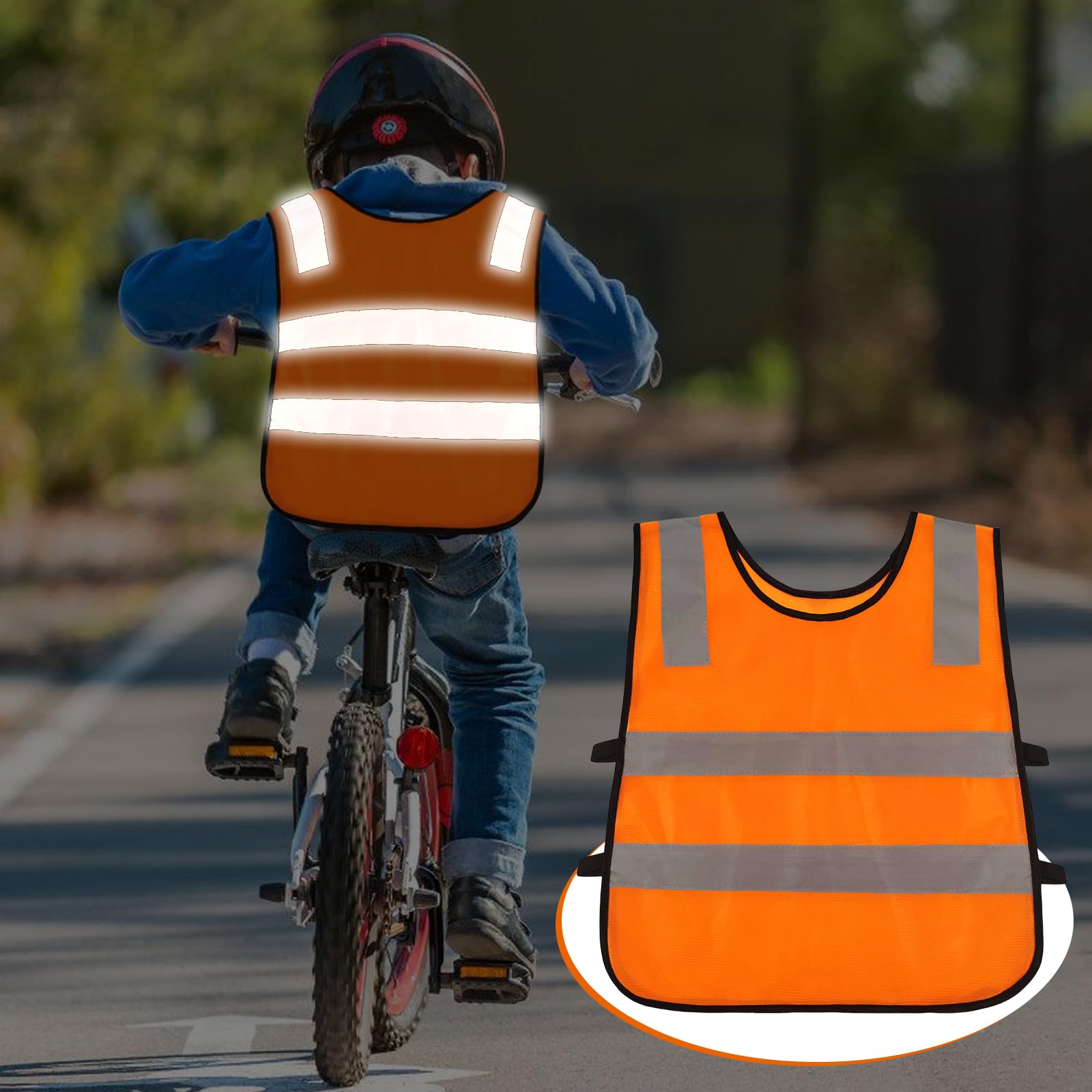 10 Pièces Gilet De Sécurité pour Enfants, Gilet de Sécurité Enfants, Gilet Securite Enfant Réfléchissant pour Vélos pour Enfants (3-12 ans), pour course en extérieur, cyclisme, circulation routière