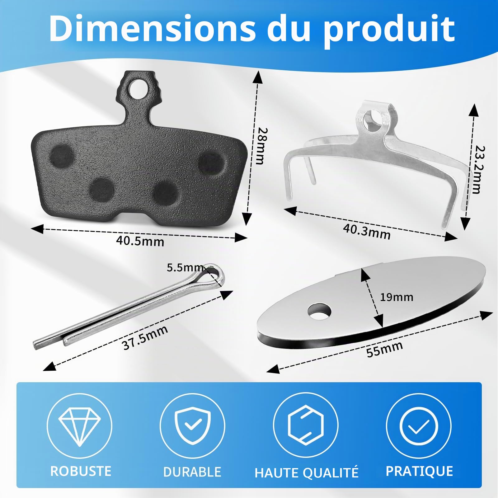 Plaquettes de frein à disque pour SRAM DB8-2 paires de plaquettes de frein à disque, adapté pour SRAM Code R, guide RE, G2 RE, plaquettes de frein pour vélo avec plaque de réglage, facile à monter