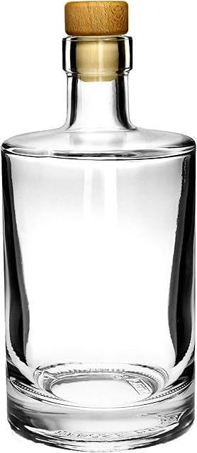 Galileo Flint Glass Bottle with Cork 17.6oz / 500ml - Set of 4 - Glass Bottle for Home Made Sloe Gin