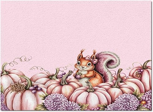 Rugs for Bedroom Living Room Office Kitchen, Fall Thanksgiving Pink Pumpkin Watercolor Flower Plaid Soft Carpet Washable Area Rugs, Indoor 2x3 Feet