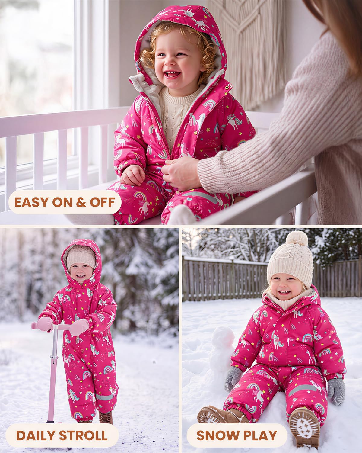 JiAmy Baby Toddler Snowsuit - Windproof & Waterproof Winter Kids Snow Suits 12M-5Y