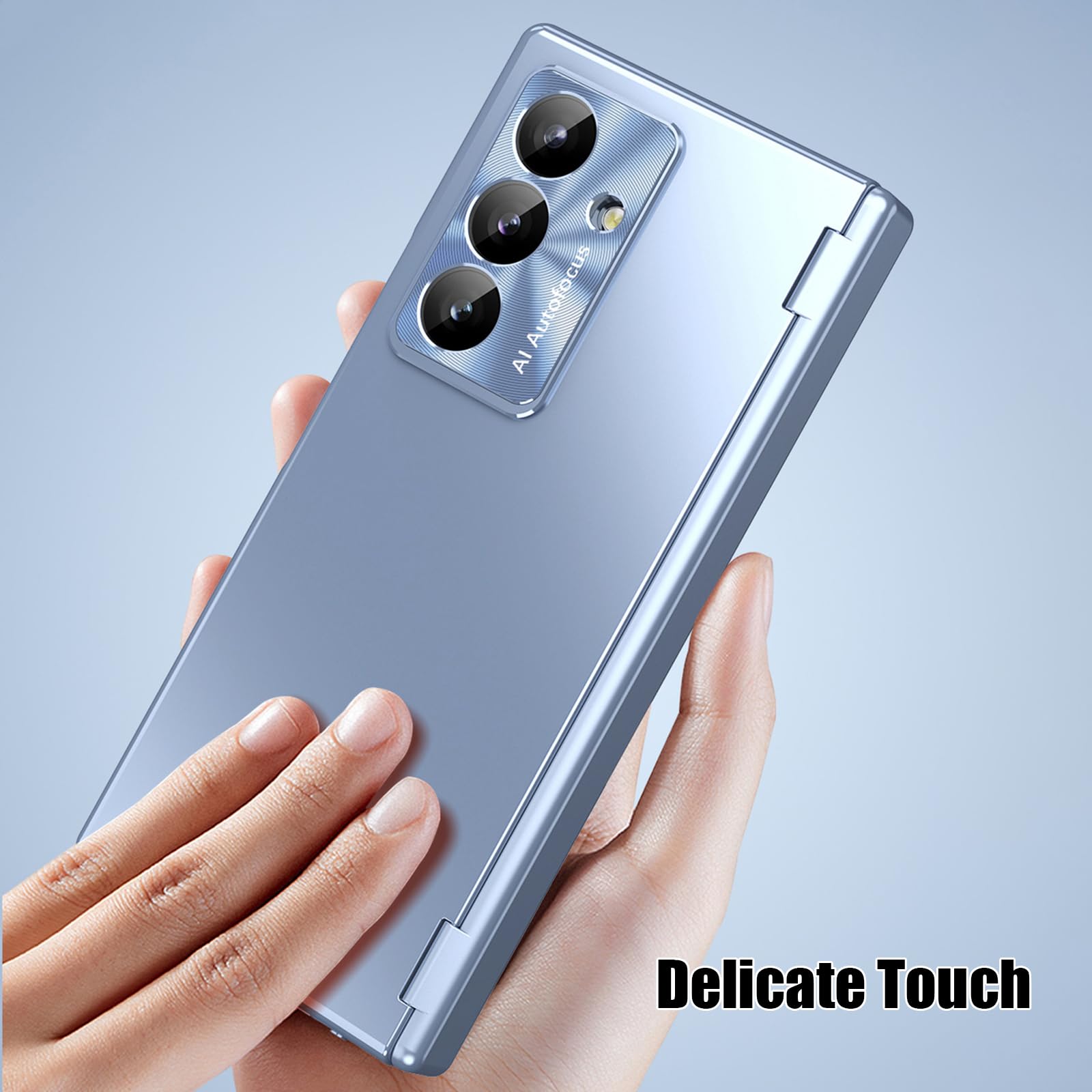 Galwanizowane etui do Samsung Galaxy Z Fold 7, smukłe, matowe tworzywo PC, odporne na wstrząsy etui dla kobiet mężczyzn z metalową ochroną zawiasów obiektywu, kompleksowe etui (różowe)