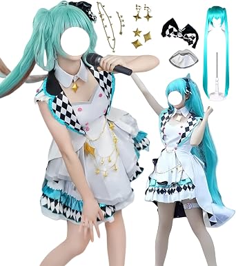 HAOJE Processor, Hatsune Miku Cosplay Costume, One Piece, Dujin Miku Includes Hair Ornament, Earrings, Accessories, Wig Project Sekai Cosplay Costume, Cosplay Costume, Daily Life, Cultural Festival