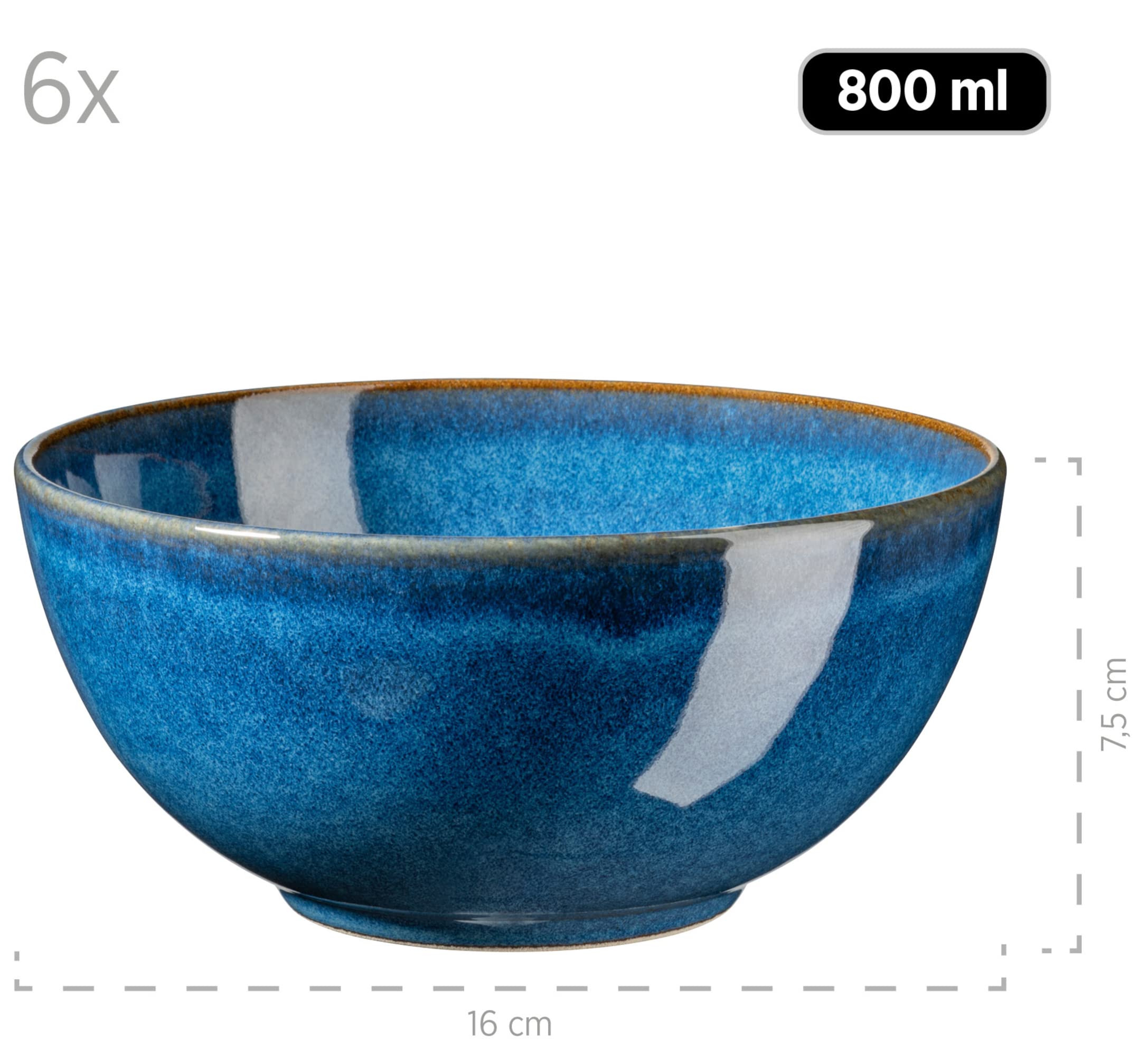 MÄSER Frühstücksset, Keramik OSSIA, Königsblau, Blau